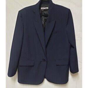 Zara Women’s Business Casual Boyfriend Blazer Navy Blue Sz XXL NWOT Fully Lined